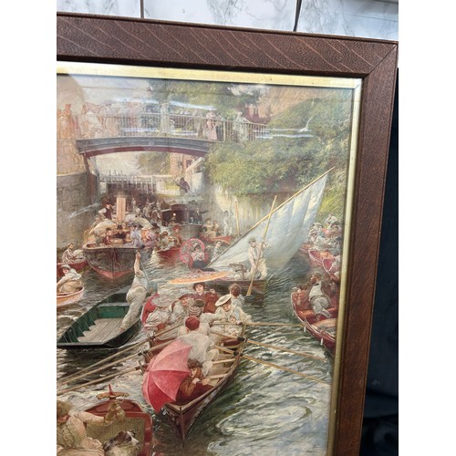 118 - Boulters lock print, Sunday afternoon 1895 by E J Gregory, frame measures approximately 29 x 24 inch... 