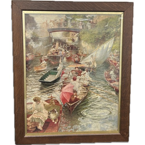 118 - Boulters lock print, Sunday afternoon 1895 by E J Gregory, frame measures approximately 29 x 24 inch... 