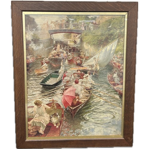 118 - Boulters lock print, Sunday afternoon 1895 by E J Gregory, frame measures approximately 29 x 24 inch... 