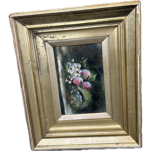 138 - Vintage framed original still life painting depicting fruit and flowers, frame measures approximatel... 