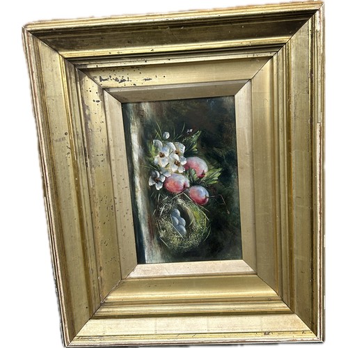 138 - Vintage framed original still life painting depicting fruit and flowers, frame measures approximatel... 