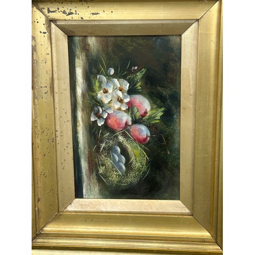 138 - Vintage framed original still life painting depicting fruit and flowers, frame measures approximatel... 