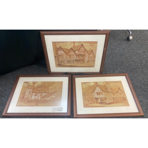 143 - Three Framed water colour by Gordon Willbond, each measures approximately 17 inches by 22 inches
