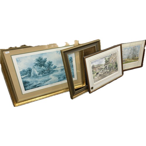 144 - Selection of three framed prints, two limited edition, depicting landscape and cottage scenes and a ... 