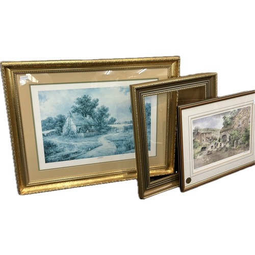144 - Selection of three framed prints, two limited edition, depicting landscape and cottage scenes and a ... 