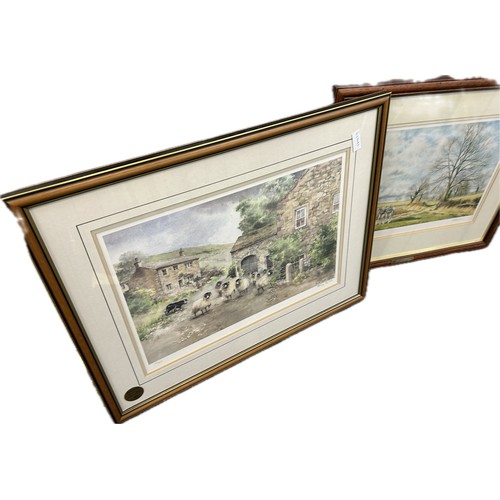 144 - Selection of three framed prints, two limited edition, depicting landscape and cottage scenes and a ... 