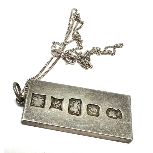 42 - Vintage silver ingot pendant necklace weight 32g