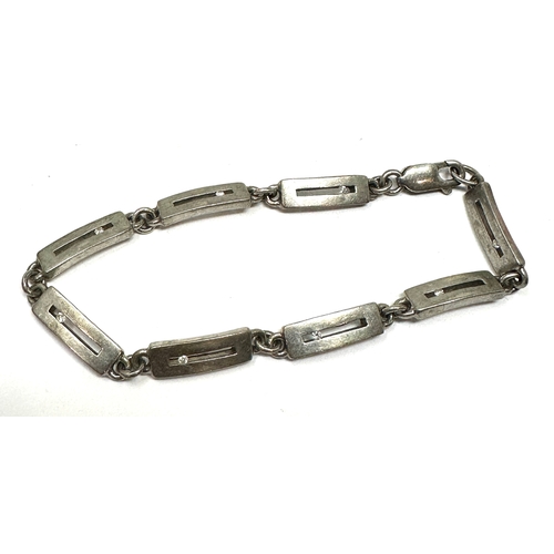 44 - 2 vintage silver bracelets 1 set with marcasite the other set with diamonds