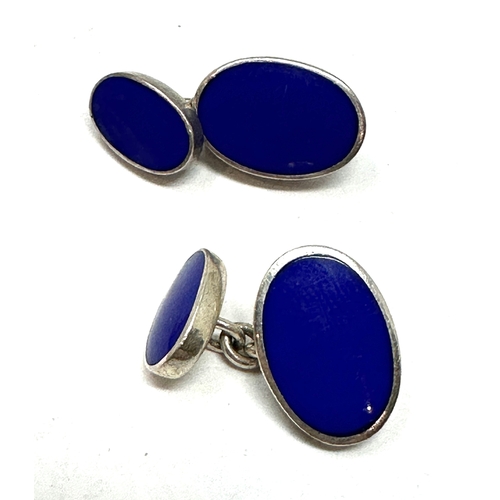 121 - 2 Pairs of heavy silver hallmarked cuff links  inc blue enamel & gold gilt hallmarked ASP total weig... 