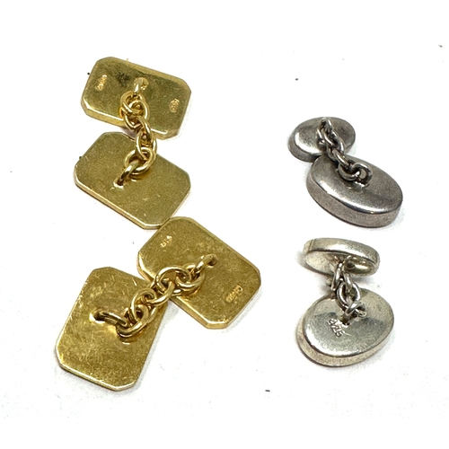 121 - 2 Pairs of heavy silver hallmarked cuff links  inc blue enamel & gold gilt hallmarked ASP total weig... 