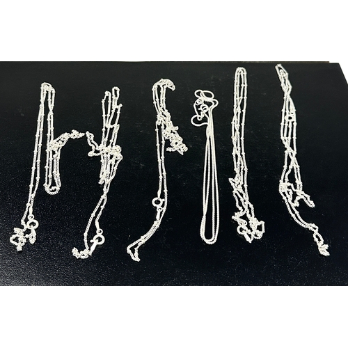 132 - 6 new silver necklace chains weight 18g