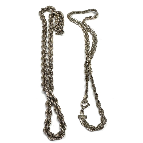 133 - 2 vintage silver necklace chains weight 37g