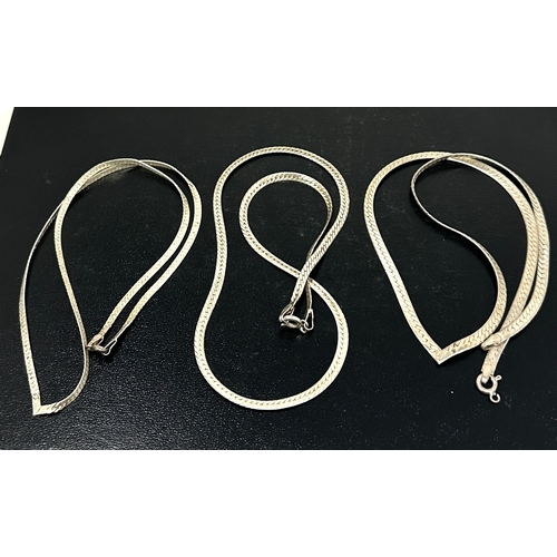 134 - 3 Vintage silver necklaces weight 18g