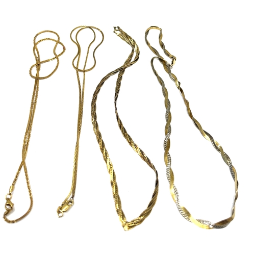 139 - 4 vintage silver with gold gilt necklaces & chains weight 26g
