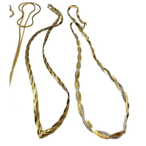 139 - 4 vintage silver with gold gilt necklaces & chains weight 26g