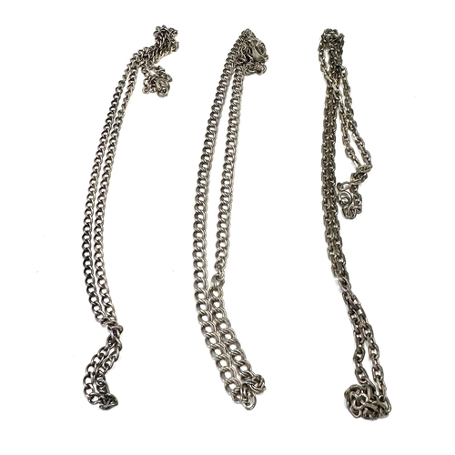 141 - 3 vintage silver necklace chains weight 35g