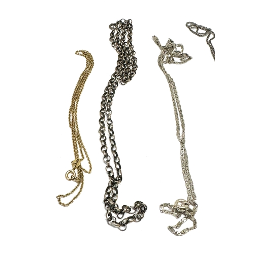 144 - 6 vintage silver necklace chains weight 23g