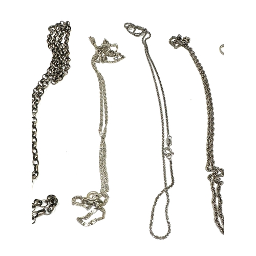 144 - 6 vintage silver necklace chains weight 23g