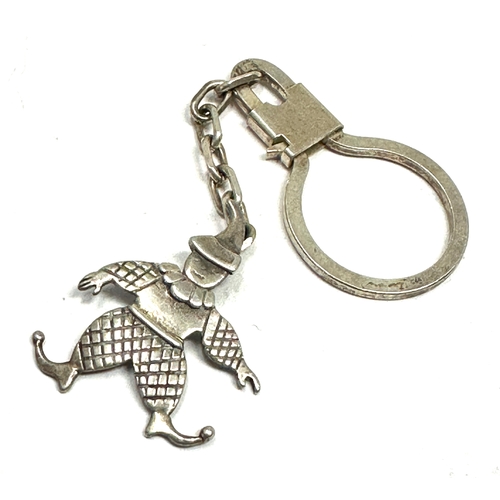 154 - Vintage silver key ring with clown pendant