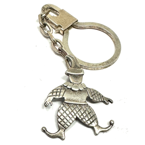 154 - Vintage silver key ring with clown pendant