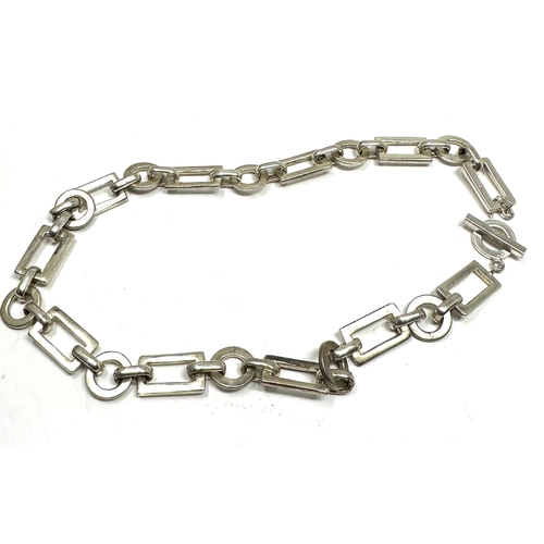 157 - Vintage Modernist Style 925 Sterling Silver Chain t bar necklace weight 52g