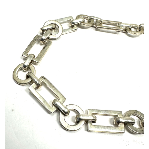 157 - Vintage Modernist Style 925 Sterling Silver Chain t bar necklace weight 52g