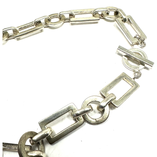 157 - Vintage Modernist Style 925 Sterling Silver Chain t bar necklace weight 52g