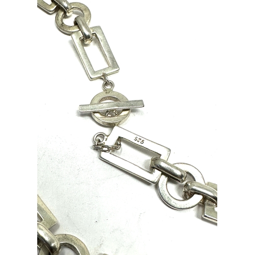 157 - Vintage Modernist Style 925 Sterling Silver Chain t bar necklace weight 52g