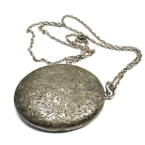 160 - Large vintage silver locket pendant necklace locket measures approx 6cm drop by 4.1cm weight 28g