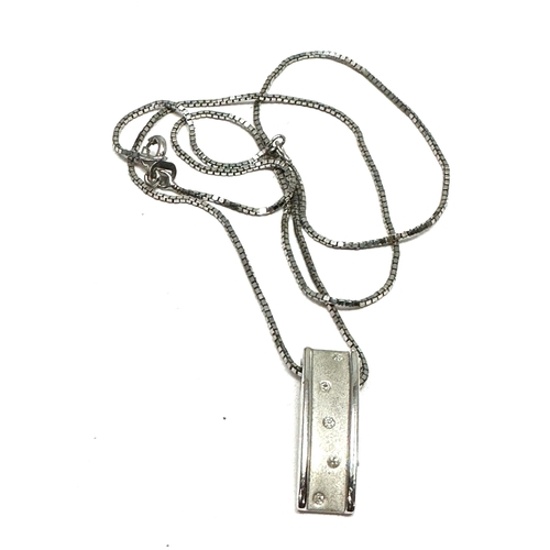 164 - Vintage silver & diamond set pendant necklace