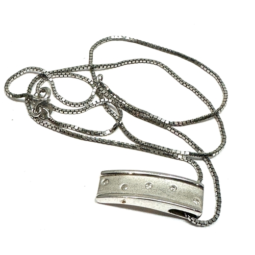 164 - Vintage silver & diamond set pendant necklace