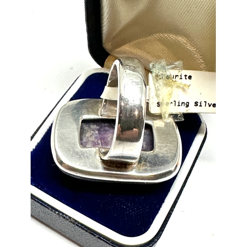 221 - Kali ma designer Silver large chaurite stone set ring weight 19g
