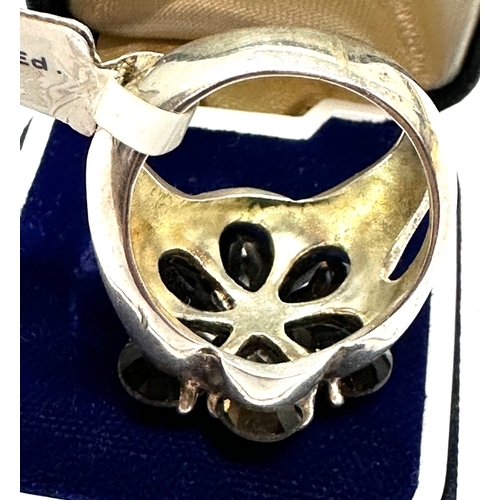 225 - large Sterling silver Kali Ma designer smoky quartz  ring weight 11g