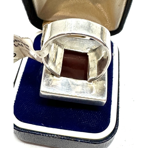 226 - large Sterling silver Kali Ma designer carnelian  ring weight 15g