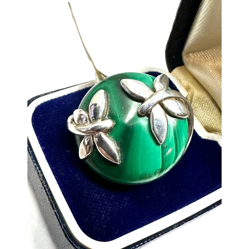 228 - large Sterling silver Kali Ma designer malachite ring weight 14g