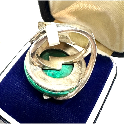 228 - large Sterling silver Kali Ma designer malachite ring weight 14g