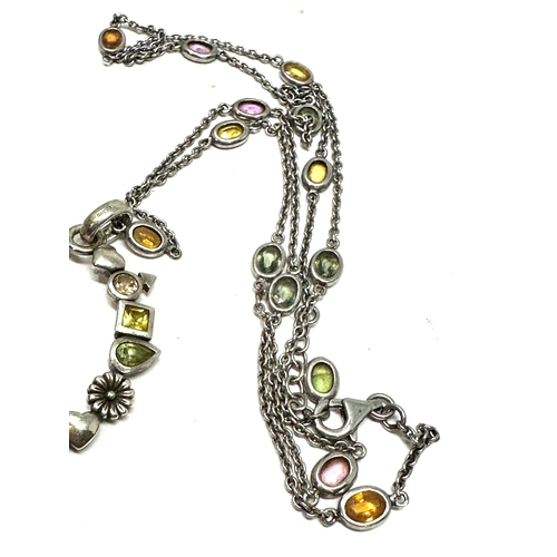 235 - Large vintage gemstone set pendant with gemstone set necklace chain pendant measures approxm 6cm dro... 