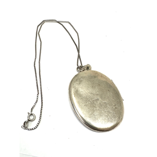 238 - Large vintage silver locket & chain locket measures approx 6cm drop weight 26g