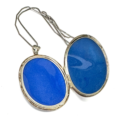 238 - Large vintage silver locket & chain locket measures approx 6cm drop weight 26g