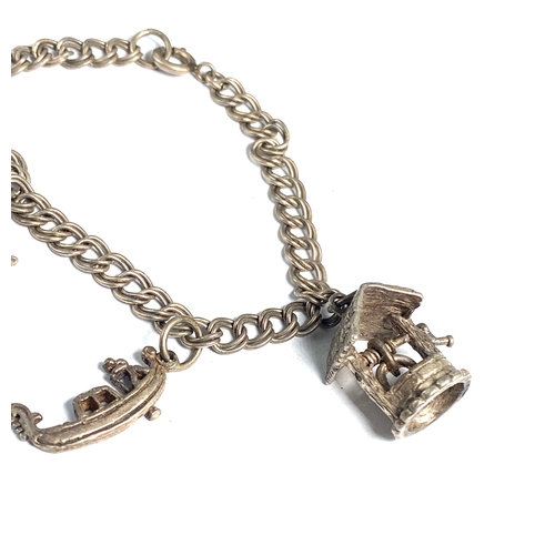 181 - Vintage Silver Charm Bracelet with 4 Charms inc Tom from Tom and Jerry MGM 1973 Weight 20g