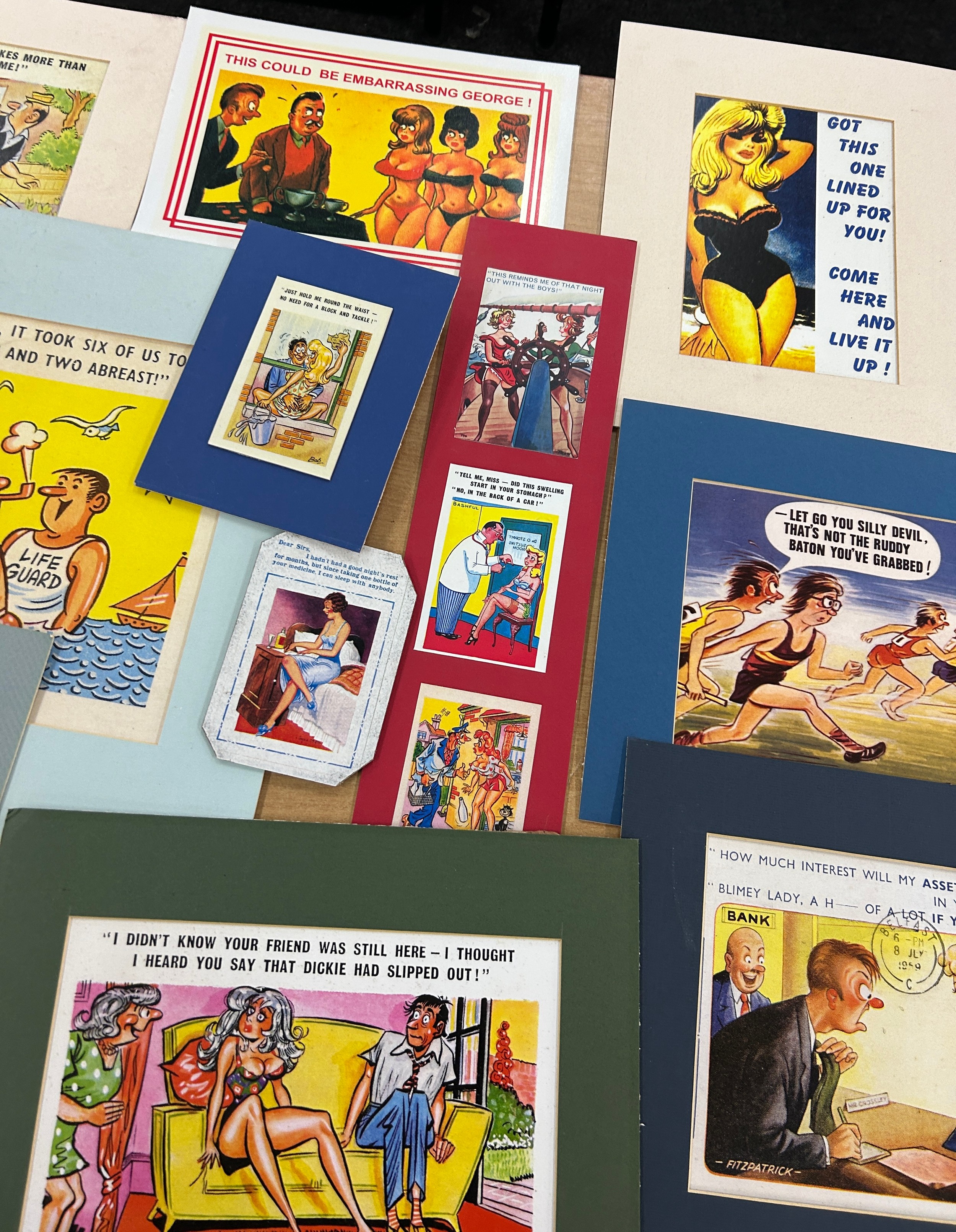 Large selection of vintage novelty humorous cartoon prints and post cards