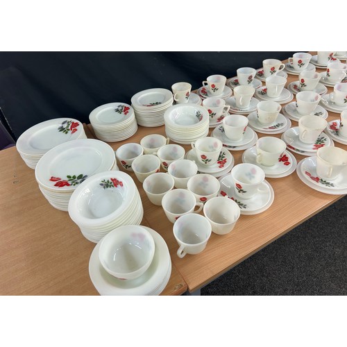 Large selection of vintage JAJ Pyrex June Rose pattern items to include ...