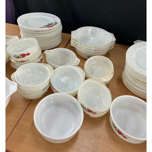 Large collection of vintage JAJ Pyrex June Rose pattern tableware to ...