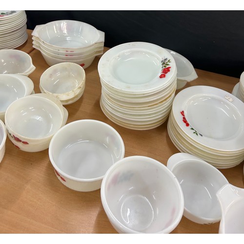 Large collection of vintage JAJ Pyrex June Rose pattern tableware to ...