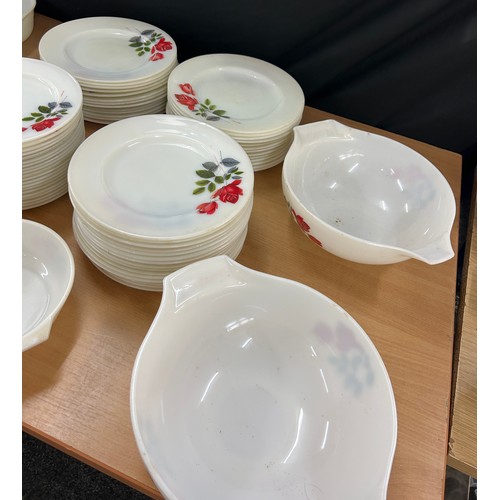Large collection of vintage JAJ Pyrex June Rose pattern tableware to ...
