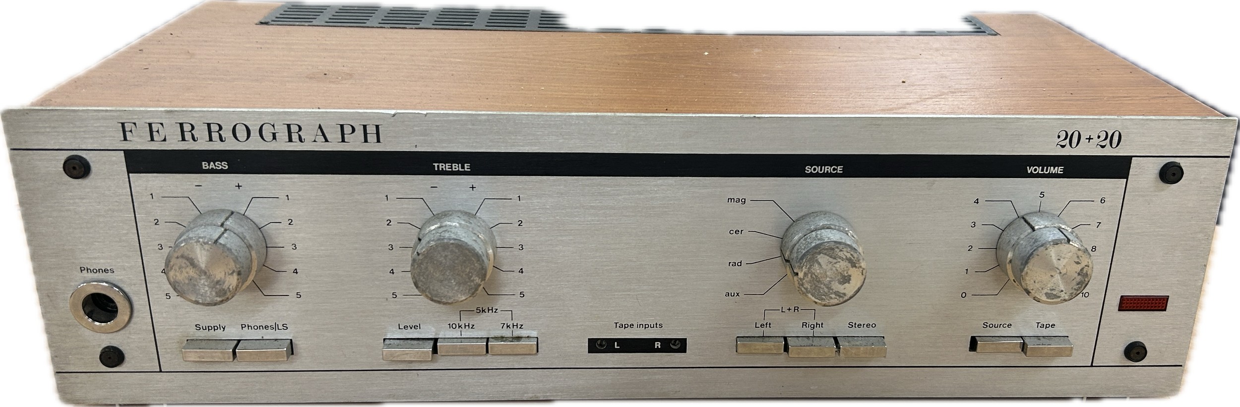 Vintage Ferrograph 20+20 stereo amplifier, untested