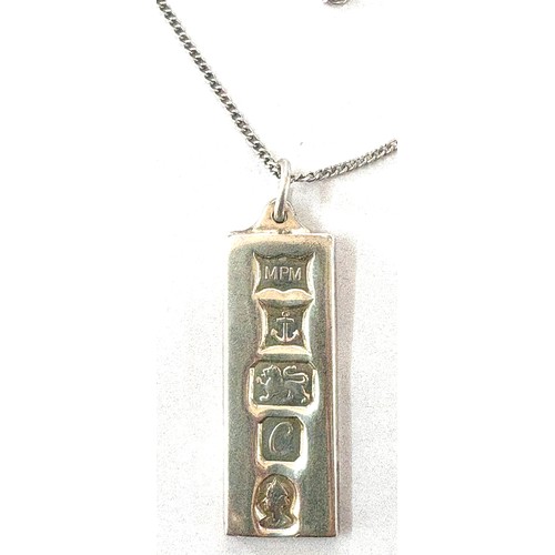 41 - Vintage silver ingot pendant necklace weight 18g