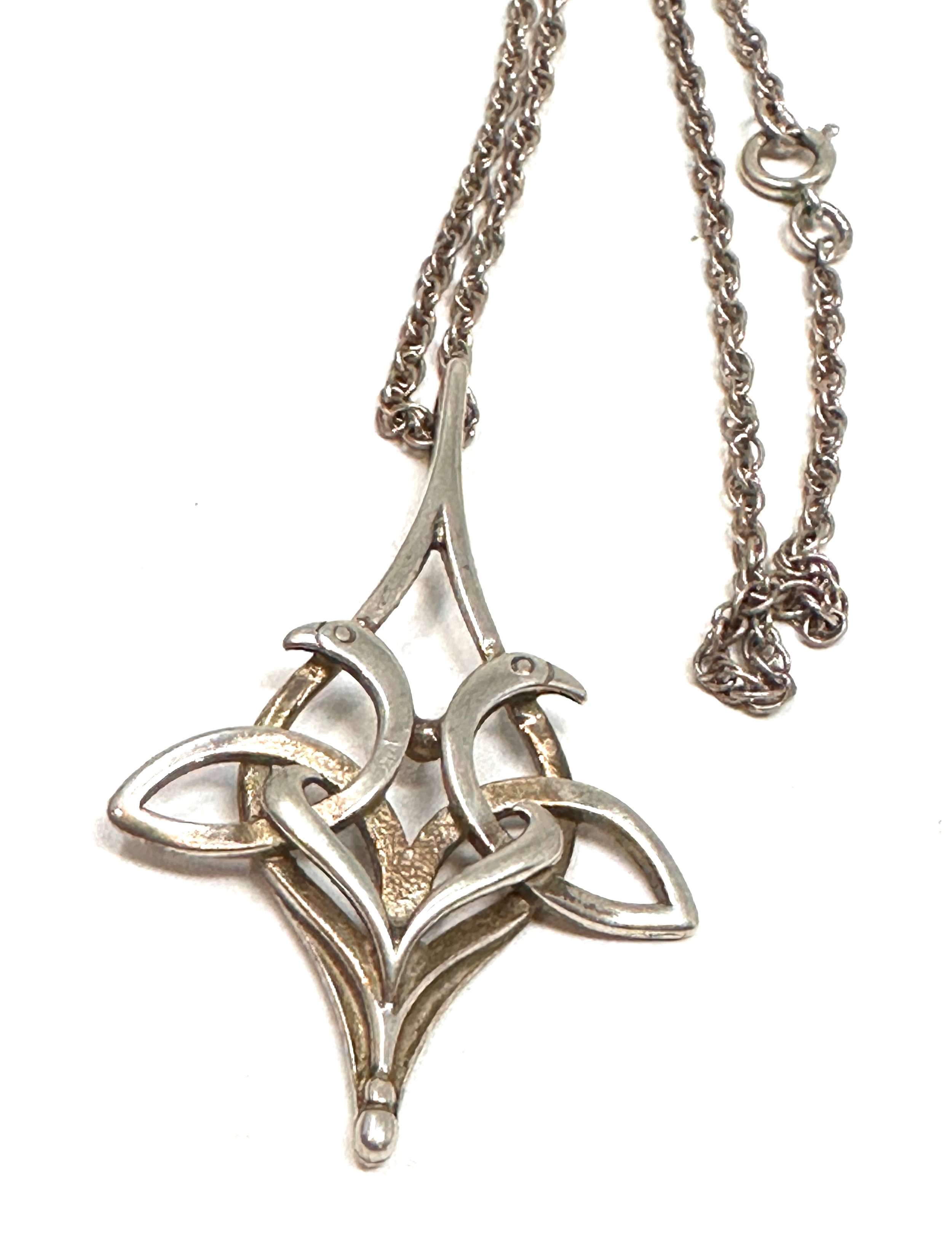 Scottish sterling silver Kells Bird pendant necklace designed by Ola Gorie.