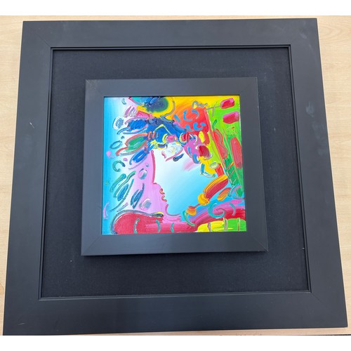 Peter Max (American, b.1937) Blushing Beauty  signed original acrylic on canvas, certificate of authenticity from the Fine Art Wholesalers Inc, Florida. Frame measures 27 inch square