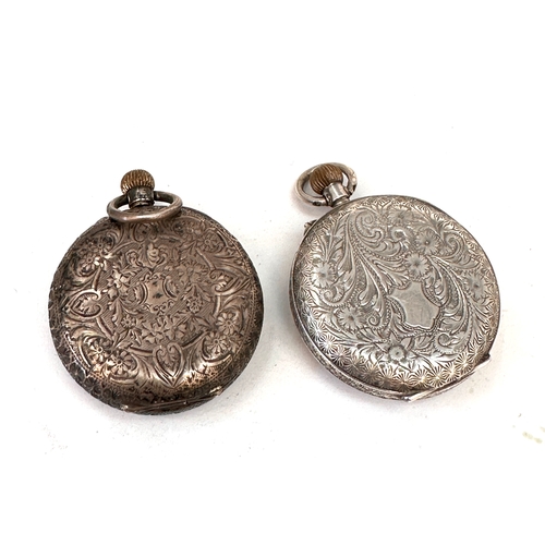 506 - 2 x Antique silver Fob pocket watches the watches balance spins untested